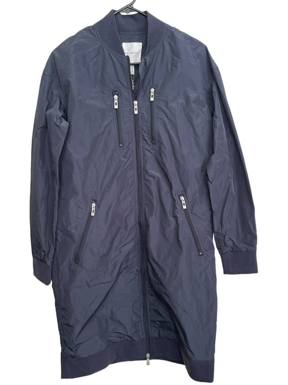 Avec Les Filles Longline Navy Rain Coat Windbreaker Jacket Size Small NWT